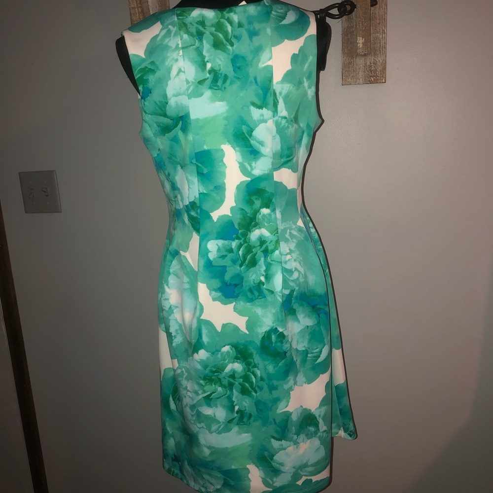 Enfocus Studio Teal and White Floral Midi Dress